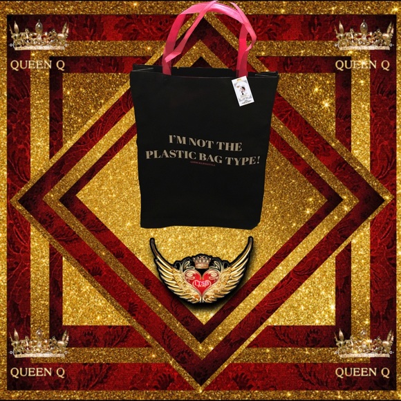 🆕 💗🖤💗NWT I’M NOT THE PLASTIC BAG TYPE! QUOTE TOTE BAG 💗🖤💗 - Picture 4 of 5